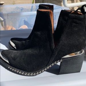 Black suede embellished bootie